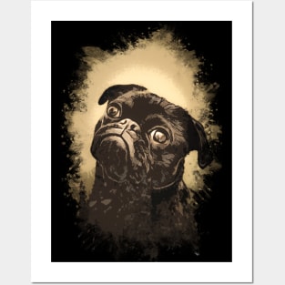 Vintage Pug ✪ Cute Retro Abstract Painting Art Style for dog Lovers and owners Posters and Art